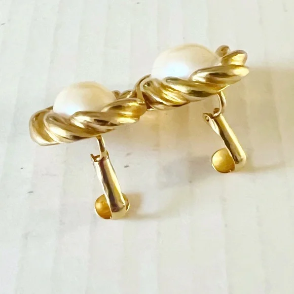 Earrings Kenneth Jay Lane Classic Pearl Gold Plated - Picture 4 of 5